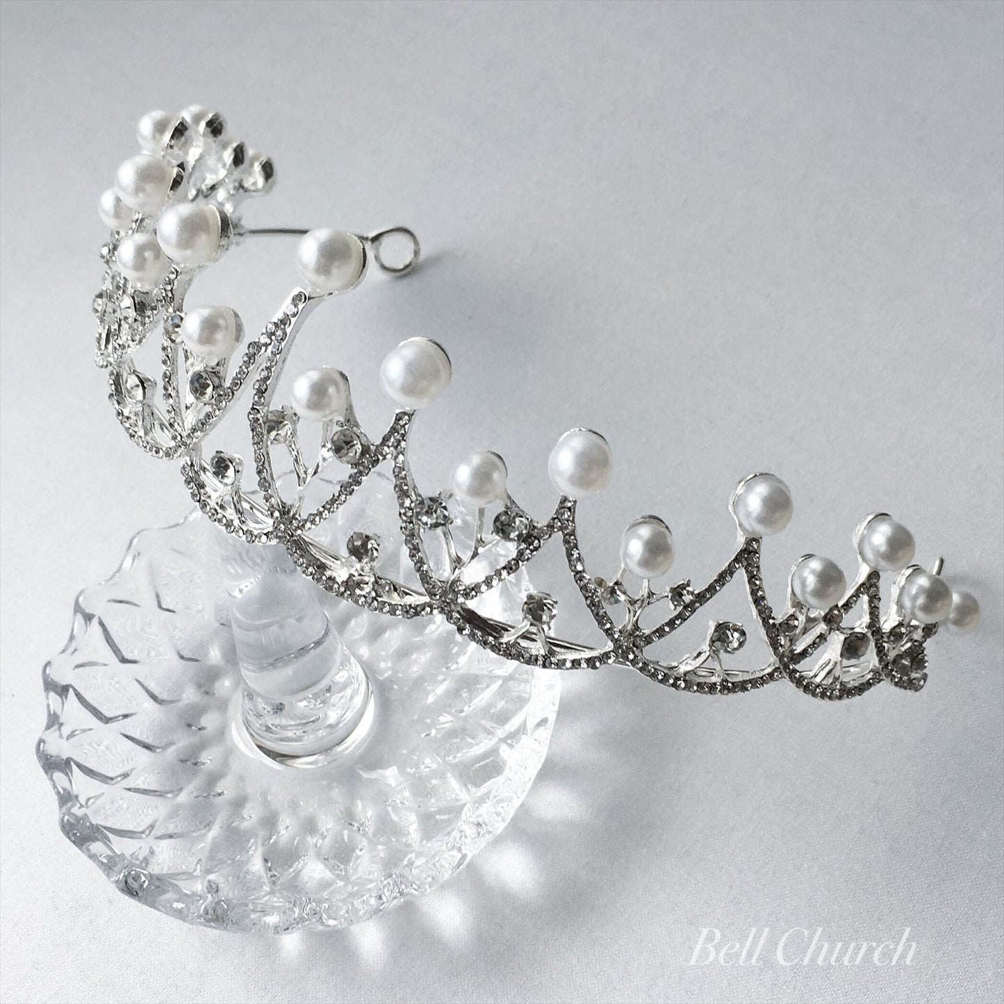 ウェディングティアラ パール キュービックジルコニア クラウン (BC-T9)｜ブライダルアクセサリー【結婚式　アクセサリー　ティアラ　ヘッドドレス　ヘアアクセサリー】