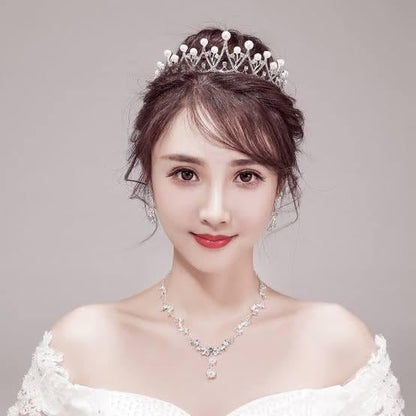 ウェディングティアラ パール キュービックジルコニア クラウン (BC-T9)｜ブライダルアクセサリー【結婚式　アクセサリー　ティアラ　ヘッドドレス　ヘアアクセサリー】