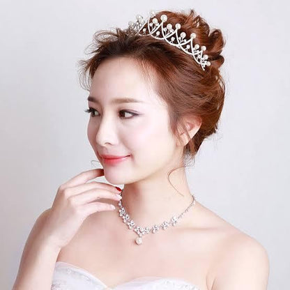 ウェディングティアラ パール キュービックジルコニア クラウン (BC-T9)｜ブライダルアクセサリー【結婚式　アクセサリー　ティアラ　ヘッドドレス　ヘアアクセサリー】