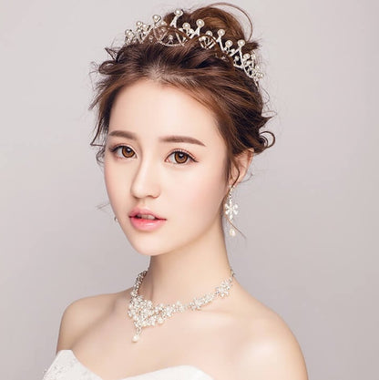 ウェディングティアラ パール キュービックジルコニア クラウン (BC-T9)｜ブライダルアクセサリー【結婚式　アクセサリー　ティアラ　ヘッドドレス　ヘアアクセサリー】