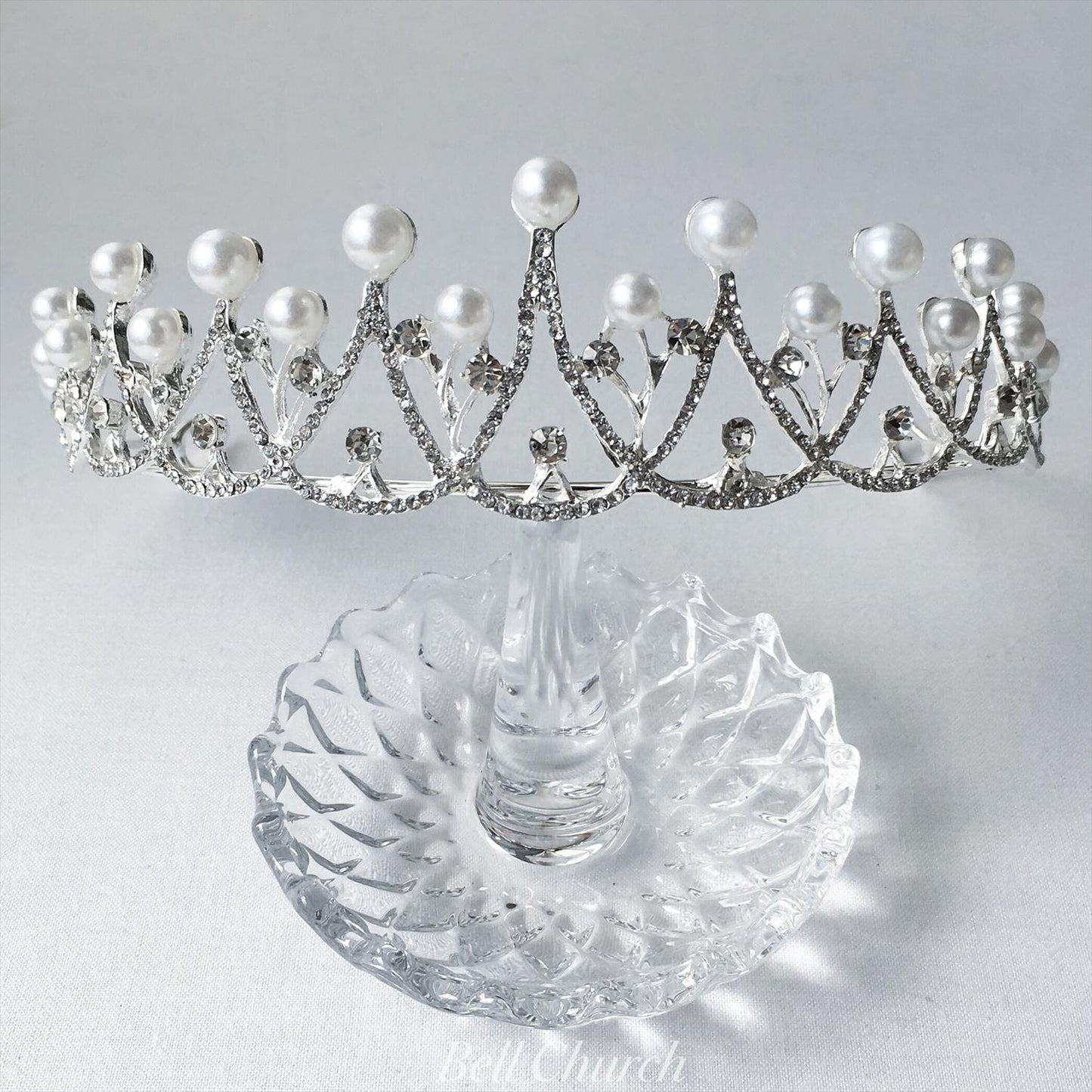 ウェディングティアラ パール キュービックジルコニア クラウン (BC-T9)｜ブライダルアクセサリー【結婚式　アクセサリー　ティアラ　ヘッドドレス　ヘアアクセサリー】