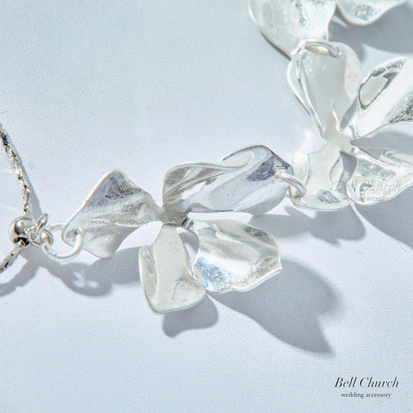 ウェディング ブレスレット｜ニッケルフリー フラワー リーフ メタル チェーンブレスレット レディース アジャスター ニュアンス 金属アレルギー｜シルバー (BC-W5)【結婚式　アクセサリー　ブレスレット】