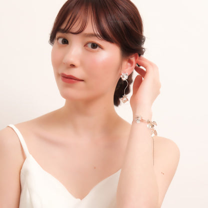 ウェディング ブレスレット｜ニッケルフリー フラワー リーフ メタル チェーンブレスレット レディース アジャスター ニュアンス 金属アレルギー｜シルバー (BC-W5)【結婚式　アクセサリー　ブレスレット】