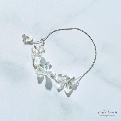 ウェディング ブレスレット｜ニッケルフリー フラワー リーフ メタル チェーンブレスレット レディース アジャスター ニュアンス 金属アレルギー｜シルバー (BC-W5)【結婚式　アクセサリー　ブレスレット】
