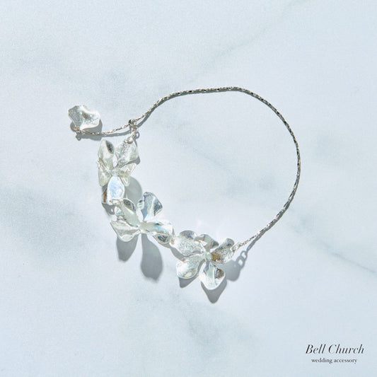 ウェディング ブレスレット｜ニッケルフリー フラワー リーフ メタル チェーンブレスレット レディース アジャスター ニュアンス 金属アレルギー｜シルバー (BC-W5)【結婚式　アクセサリー　ブレスレット】