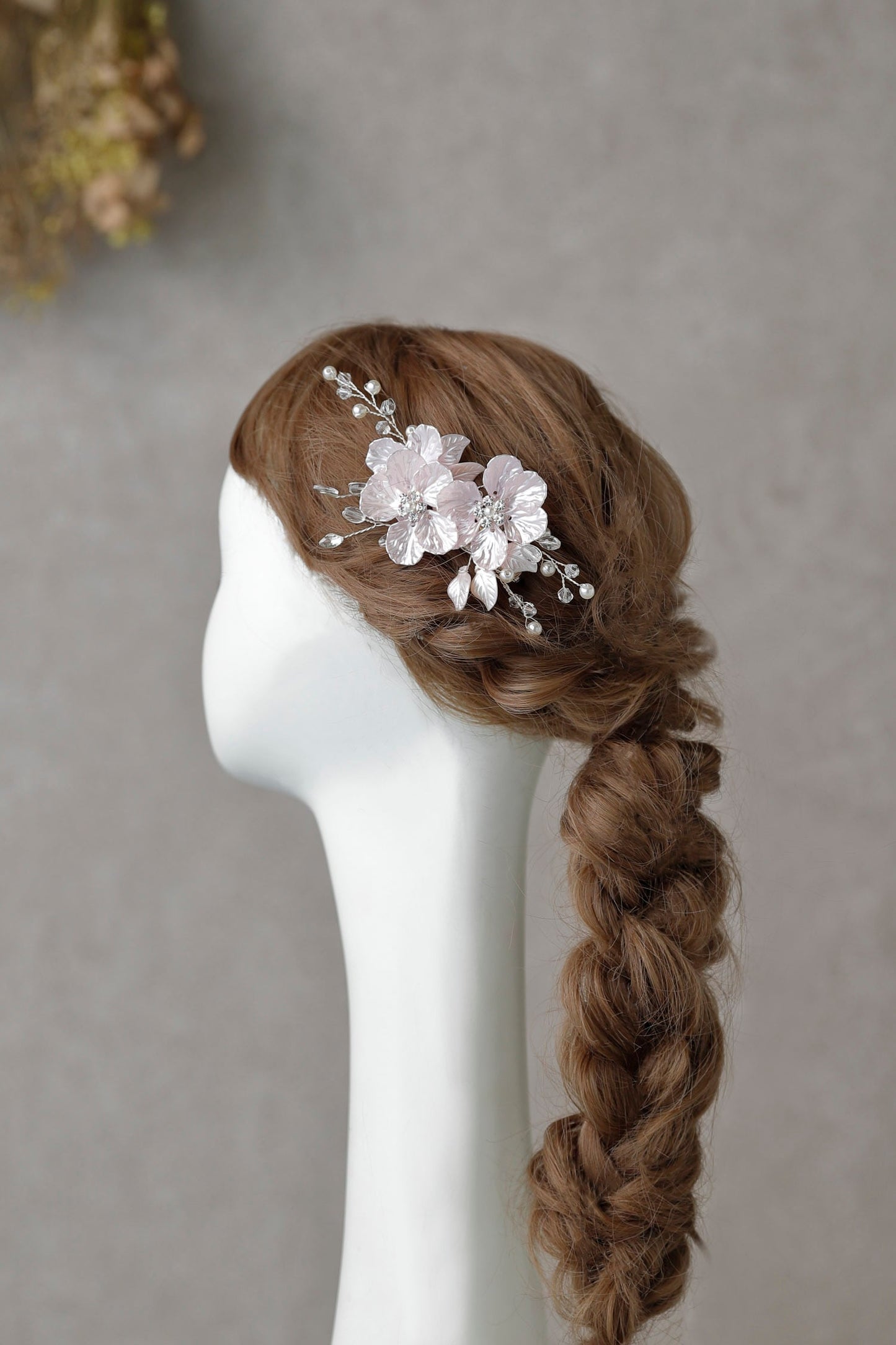 桜フラワー小枝ビジュー ピンク ヘアアクセサリー 袴 振袖 成人式 ヘアドレス カチューシャ【結婚式 和装 アクセサリー】