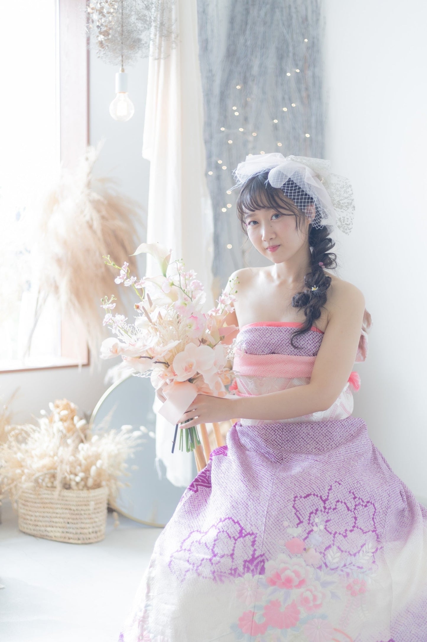 【レンタルブーケ】スイトピーカラー クラッチブーケ【花嫁 ウェディングブーケ レンタル ウェディングフォト】