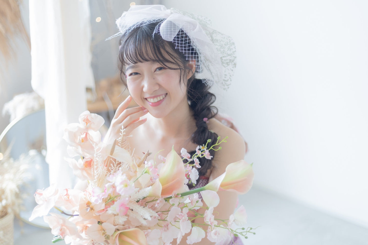 【レンタルブーケ】スイトピーカラー クラッチブーケ【花嫁 ウェディングブーケ レンタル ウェディングフォト】