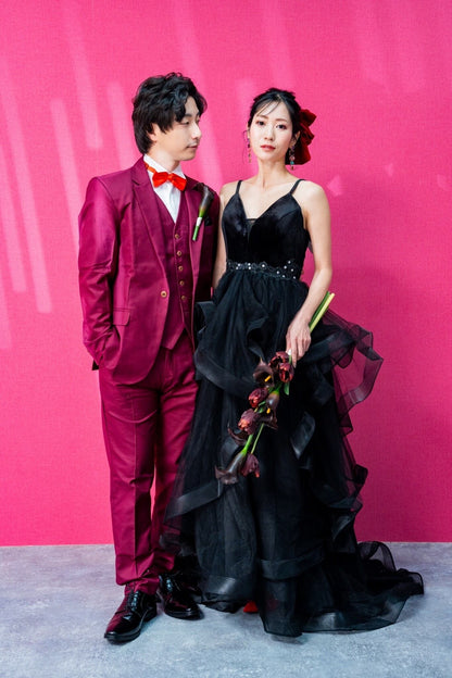 【レンタルブーケ】チューリップワインレッド クラッチブーケ 【花嫁 ウェディングブーケ レンタル ウェディングフォト】