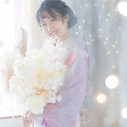 【レンタルブーケ】ホワイトアジサイ クラッチブーケ【結婚式 フラワー 造花 ブーケ ブートニア レンタル】