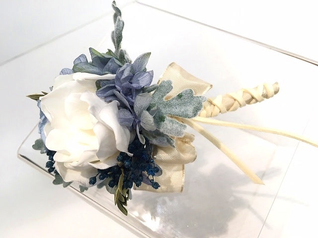 【プリザーブド】リースブーケ トス用ブーケとブートニア付き 【結婚式 フラワー ドライフラワー ブーケ ブートニア】