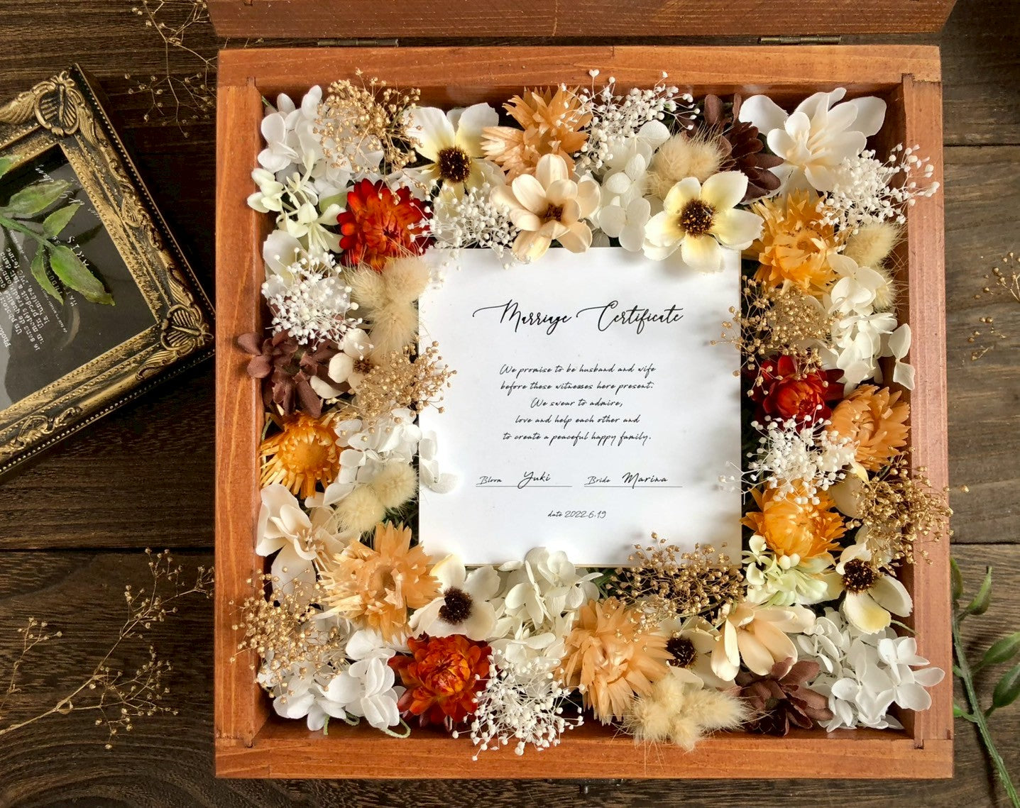 【comme si.】 木箱 正方形 30名～60名〈ゲスト参加型結婚証明書〉