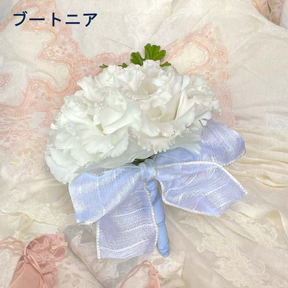 【生花】白の花たちが紡ぐ幸せのベールに包まれて(ラウンドブーケ) 【結婚式 フラワー 生花 ブーケ ブートニア】