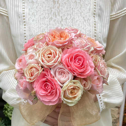 【生花】夢の世界の始まりに(ラウンドブーケ) 【結婚式 フラワー 生花 ブーケ ブートニア】