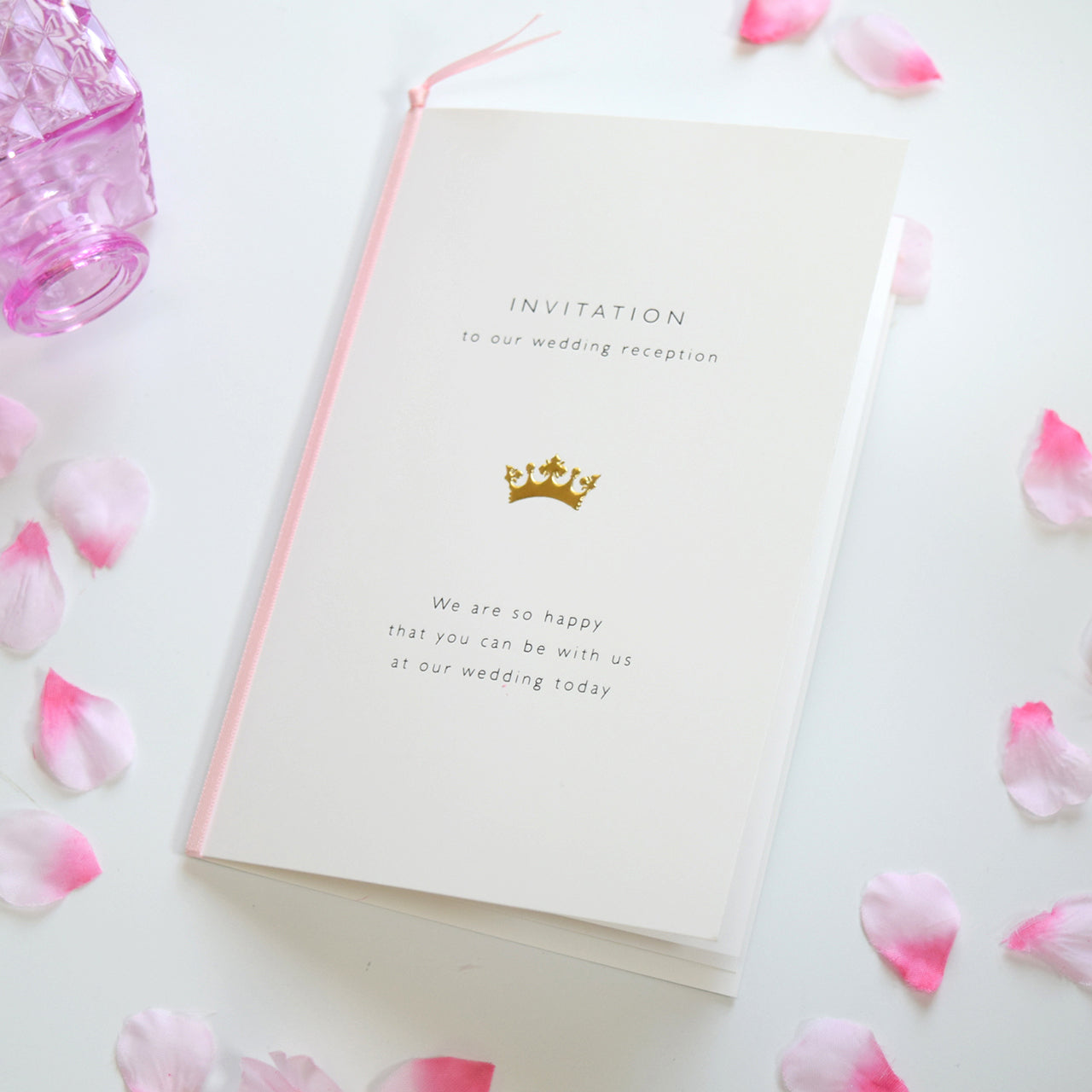 【結婚式 招待状セット】 チャーム ピンク(印刷込み)【結婚式 ペーパー 招待状】