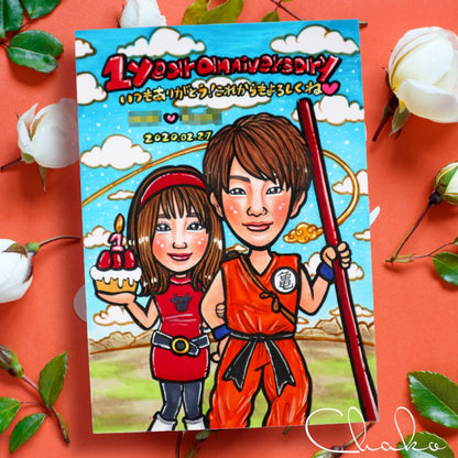 似顔絵ウェルカムボードMサイズ 【結婚式 ウェルカムボード オーダーメイド】