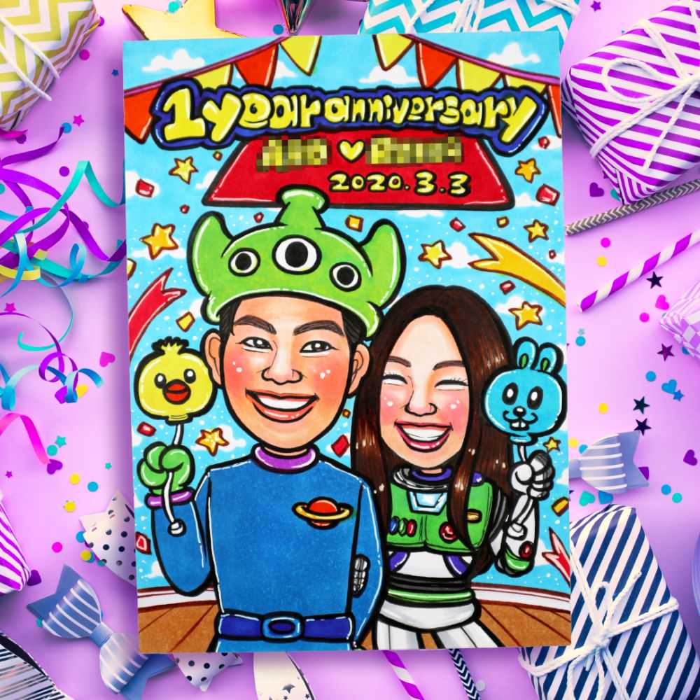 ♫オーダーメイド似顔絵♫⭐️ウェルカムボード⭐️ 似顔絵ウェルカムボードMサイズ 【結婚式 ウェルカムボード