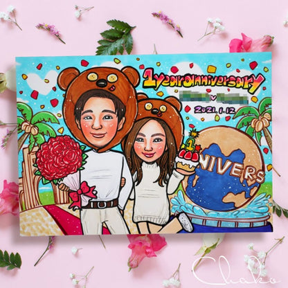 似顔絵ウェルカムボードMサイズ 【結婚式 ウェルカムボード オーダーメイド】