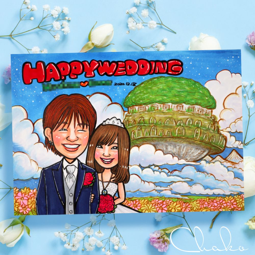 似顔絵ウェルカムボードMサイズ 【結婚式 ウェルカムボード オーダーメイド】