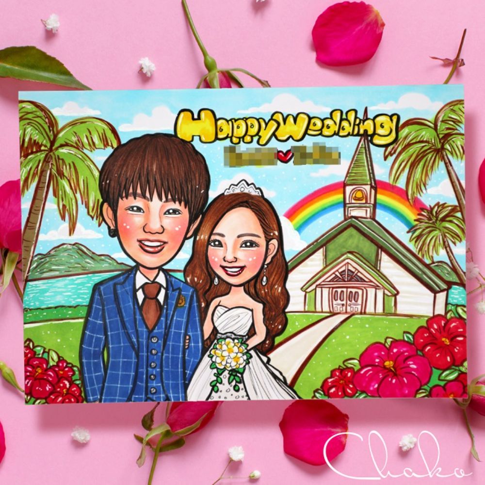 似顔絵ウェルカムボードMサイズ 【結婚式 ウェルカムボード オーダーメイド】