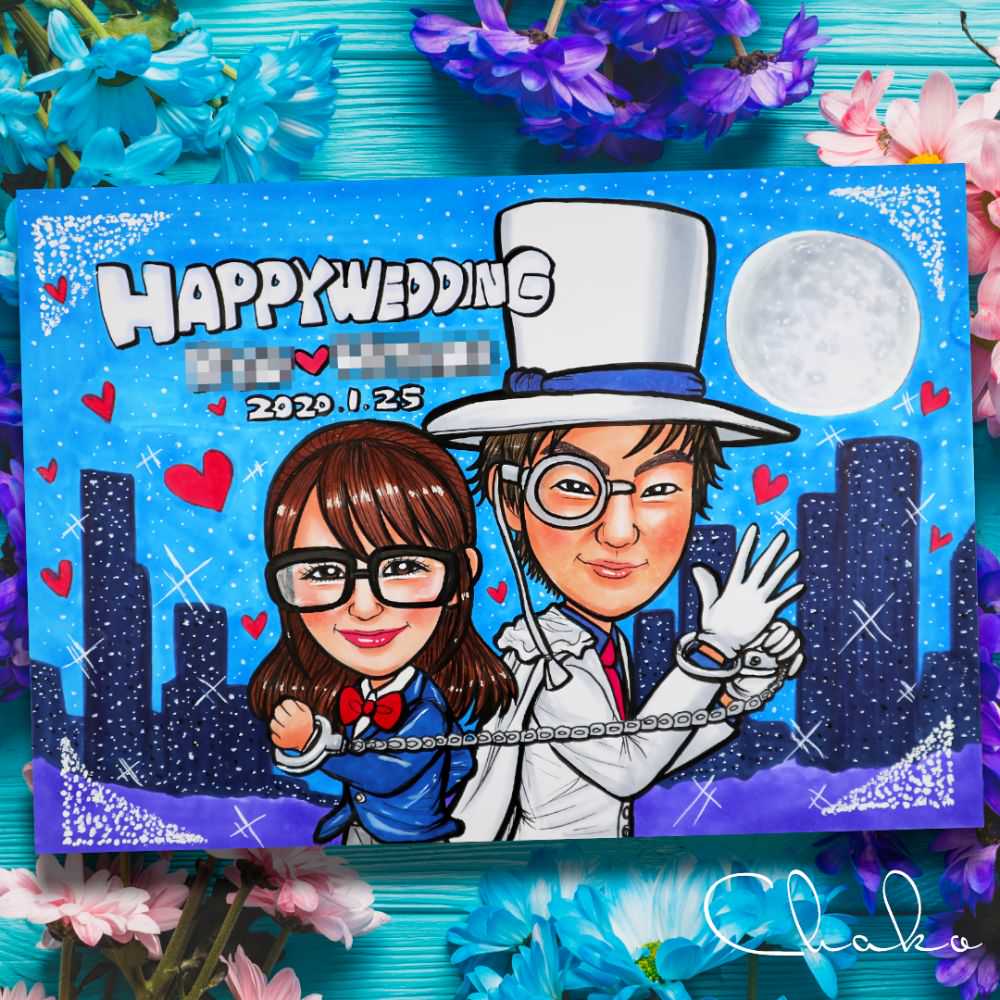 似顔絵ウェルカムボードMサイズ 【結婚式 ウェルカムボード オーダーメイド】