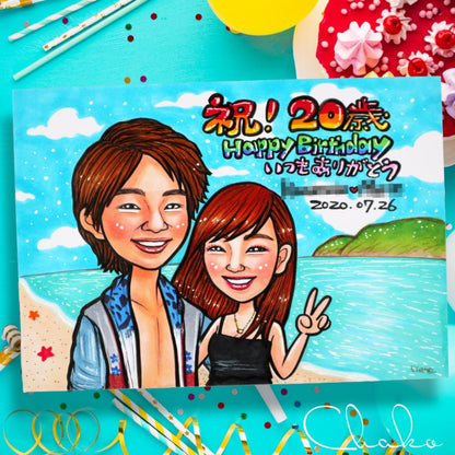 似顔絵ウェルカムボードMサイズ 【結婚式 ウェルカムボード オーダーメイド】