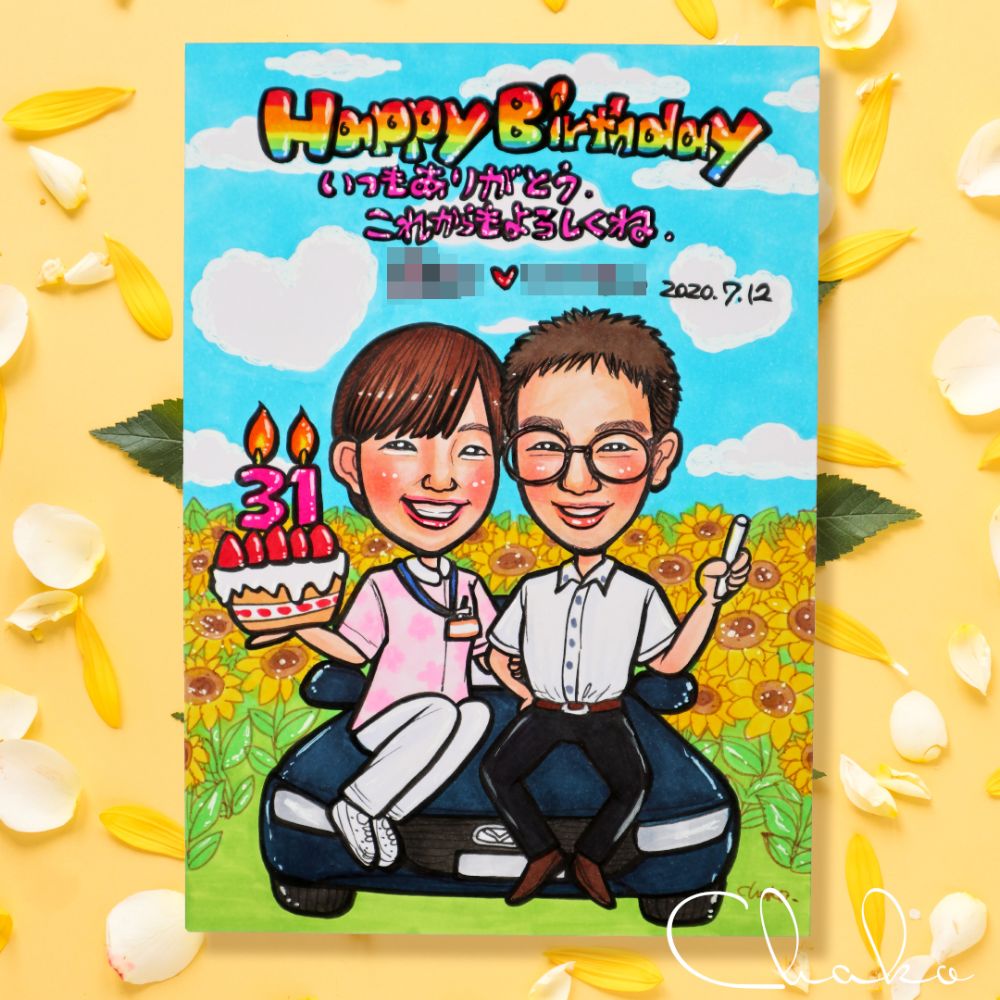 似顔絵ウェルカムボードMサイズ 【結婚式 ウェルカムボード オーダーメイド】