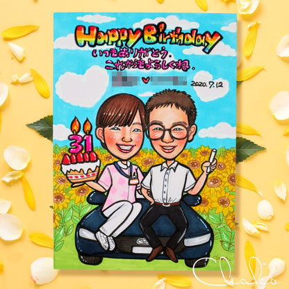 似顔絵ウェルカムボードMサイズ 【結婚式 ウェルカムボード オーダーメイド】