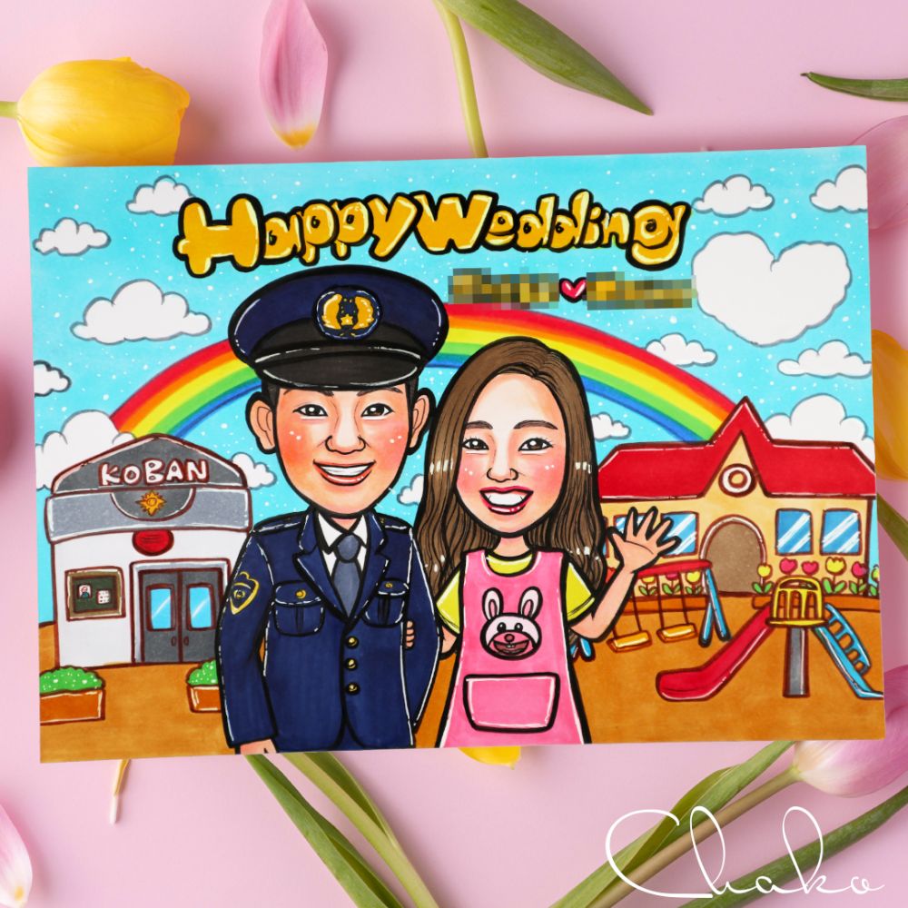 似顔絵ウェルカムボードLサイズ 【結婚式 ウェルカムボード オーダーメイド】