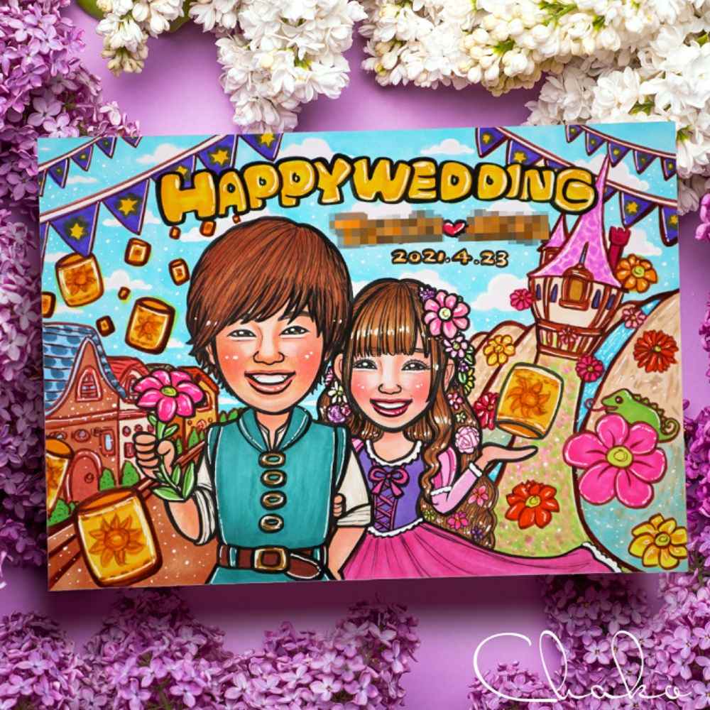 似顔絵ウェルカムボードLサイズ 【結婚式 ウェルカムボード