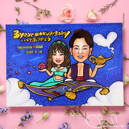 似顔絵ウェルカムボードLサイズ 【結婚式 ウェルカムボード オーダーメイド】