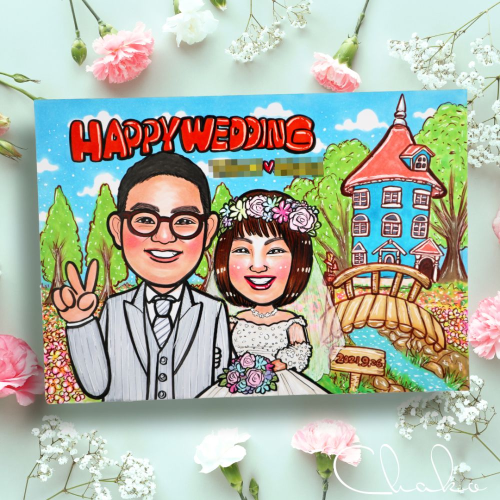 似顔絵ウェルカムボードLサイズ 【結婚式 ウェルカムボード オーダーメイド】