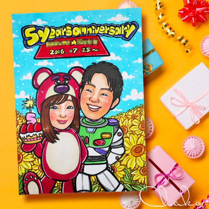 似顔絵ウェルカムボードLサイズ 【結婚式 ウェルカムボード オーダーメイド】