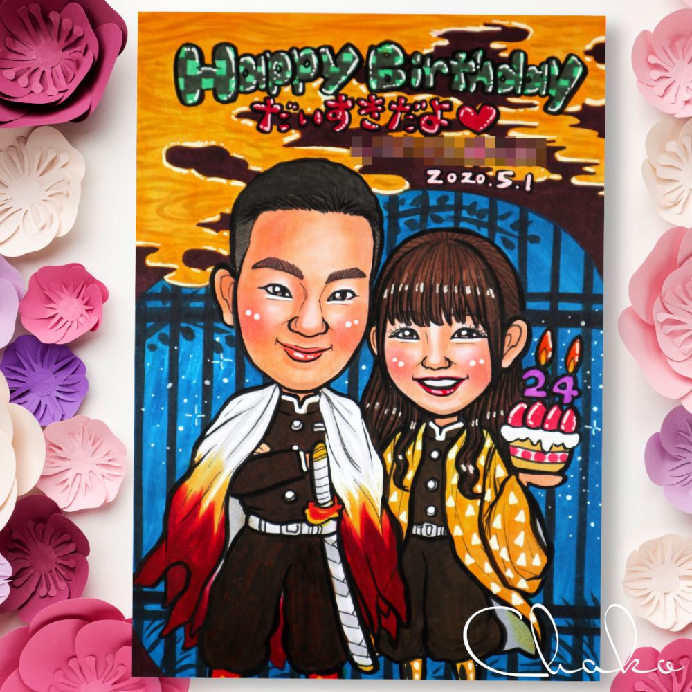♫オーダーメイド似顔絵♫⭐️ウェルカムボード⭐️ 似顔絵ウェルカムボードLサイズ 【結婚式 ウェルカムボード オーダー