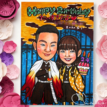 似顔絵ウェルカムボードLサイズ 【結婚式 ウェルカムボード オーダーメイド】