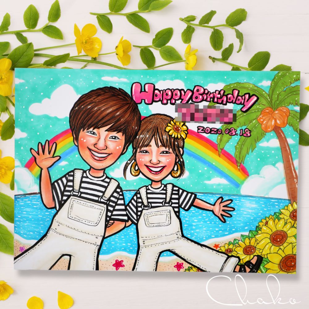 似顔絵ウェルカムボードLサイズ 【結婚式 ウェルカムボード オーダーメイド】