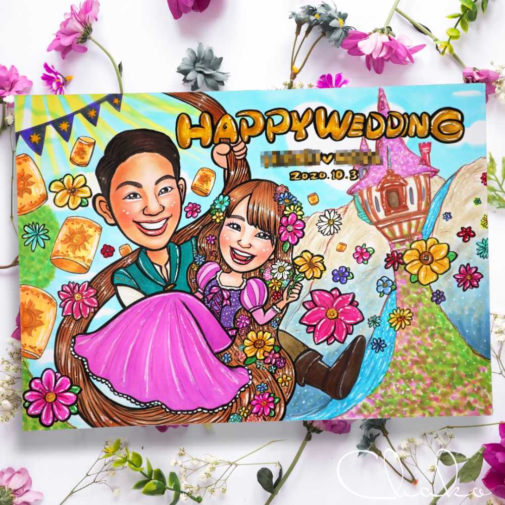 似顔絵ウェルカムボードLサイズ 【結婚式 ウェルカムボード オーダーメイド】