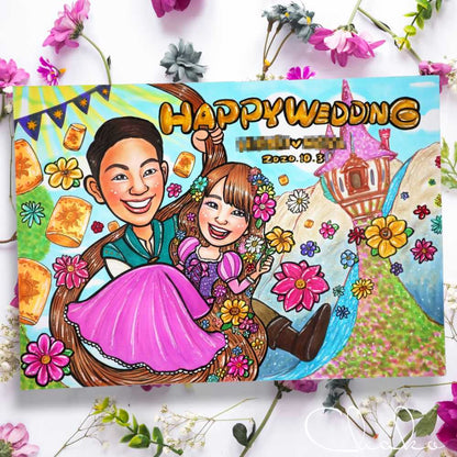 似顔絵ウェルカムボードLサイズ 【結婚式 ウェルカムボード オーダーメイド】