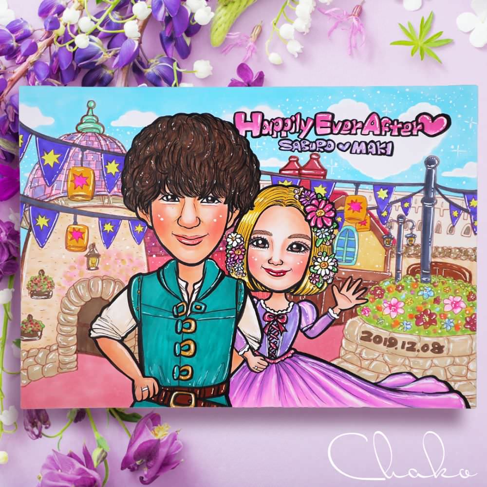 似顔絵ウェルカムボードLサイズ 【結婚式 ウェルカムボード オーダーメイド】