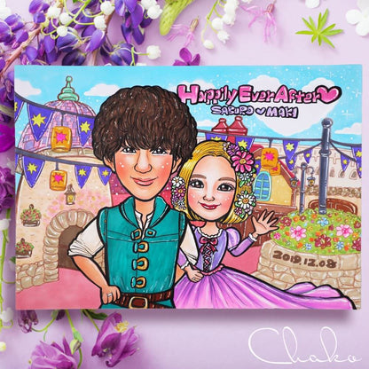 似顔絵ウェルカムボードLサイズ 【結婚式 ウェルカムボード オーダーメイド】