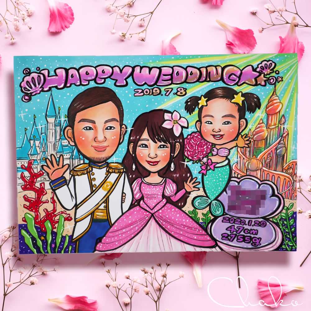 ♫オーダーメイド似顔絵♫⭐️ウェルカムボード⭐️ 似顔絵ウェルカムボードMサイズ 【結婚式 ウェルカムボード