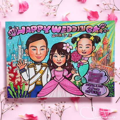 似顔絵ウェルカムボードLサイズ 【結婚式 ウェルカムボード オーダーメイド】