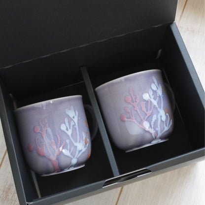 沖縄の海と縁起の良い珊瑚カップペア/紅掛空色【結婚式 引き出物・ギフト】