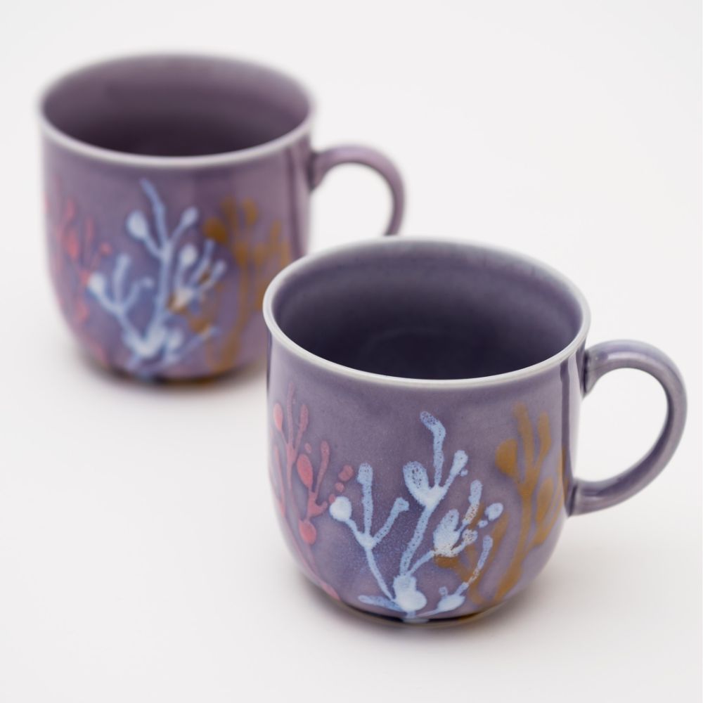 沖縄の海と縁起の良い珊瑚カップペア/紅掛空色【結婚式 引き出物・ギフト】