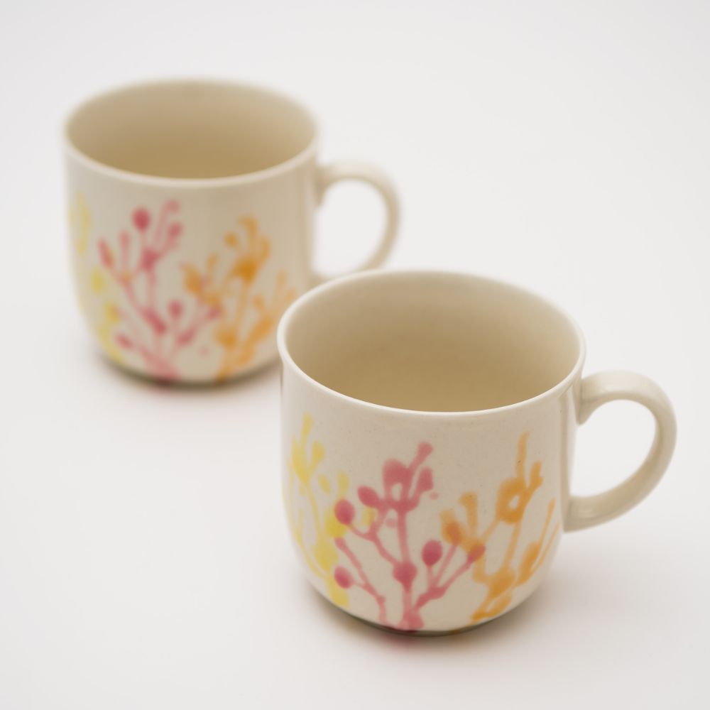 沖縄の海と縁起の良い珊瑚カップペア/純白【結婚式 引き出物・ギフト】