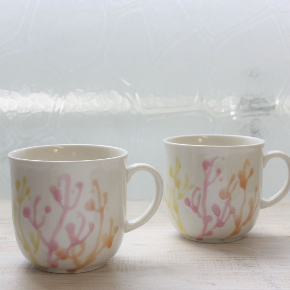 沖縄の海と縁起の良い珊瑚カップペア/純白【結婚式 引き出物・ギフト】