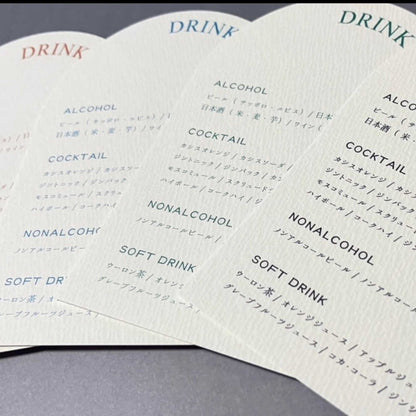 ドリンクメニュー アーチ型 【結婚式 ペーパー メニュー表】