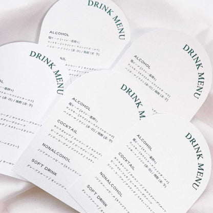 ドリンクメニュー アーチ型 【結婚式 ペーパー メニュー表】
