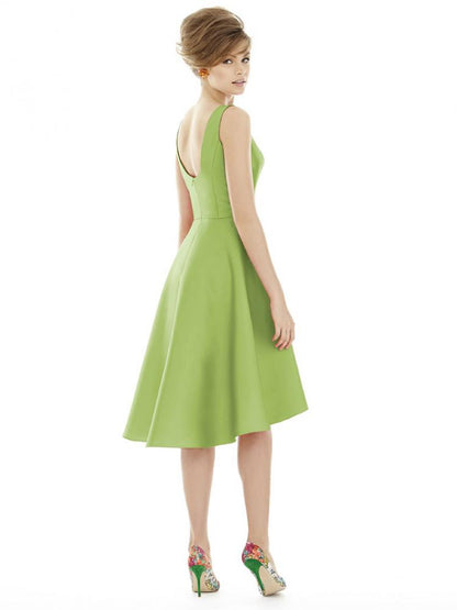 d697 サテンツイル ブライズメイド 膝丈 ショートドレス 【結婚式 ブライズメイド アッシャー オーダーメイド】