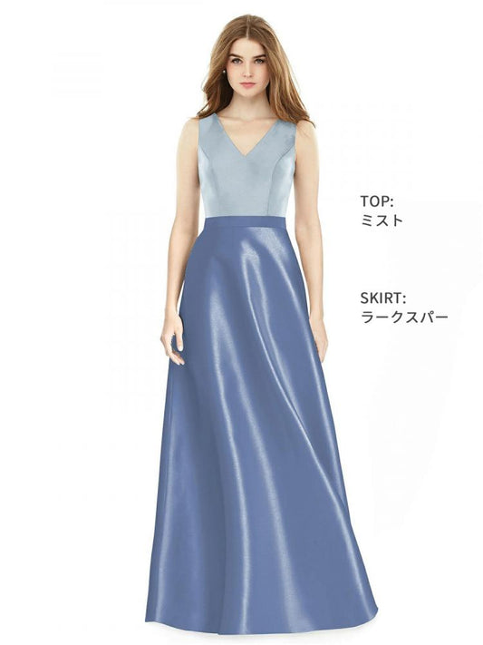 D754 サテンツイル バイカラー ブライズメイド ロングドレス 41色 【結婚式 ブライズメイド アッシャー オーダーメイド】